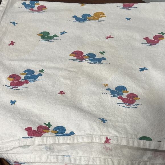 Medline Duck Ducklings Baby Receiving Blanket Vintage Hospital Cotton STAINED - Picture 6 of 9